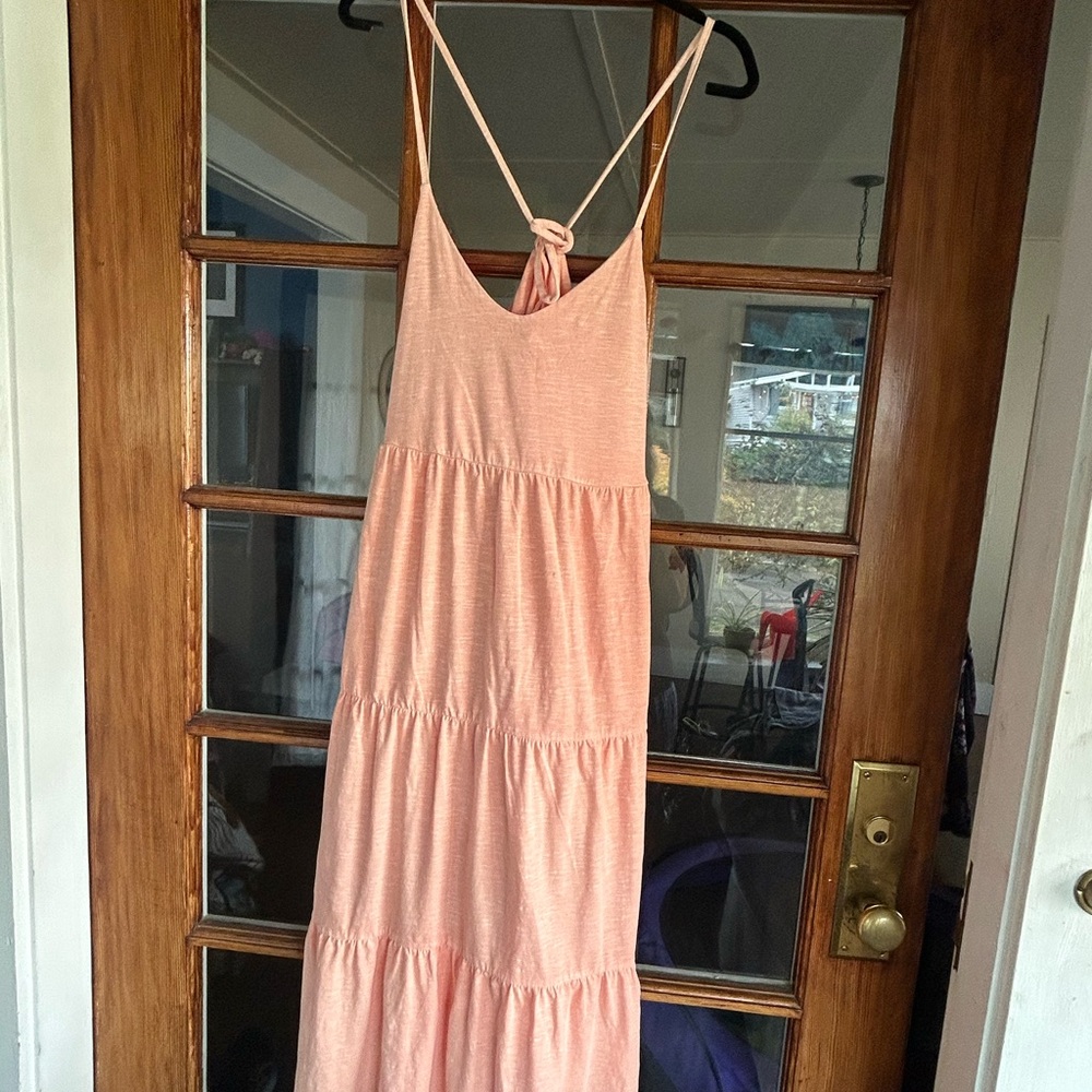 Peach Strappy Midi Dress